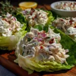 healthy high protein greek yogurt chicken salad lettuce wraps - featured image
