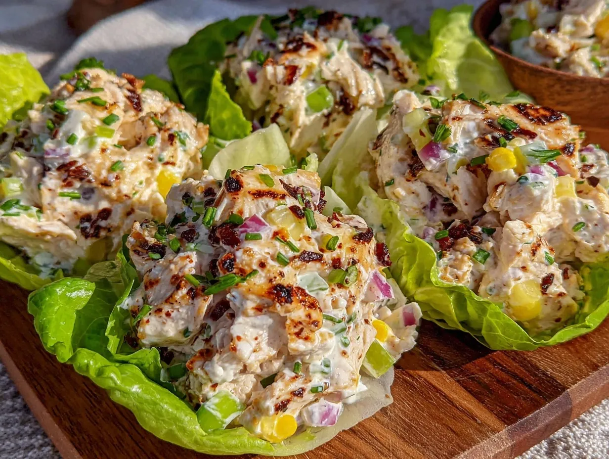healthy high protein greek yogurt chicken salad lettuce wraps preparation steps