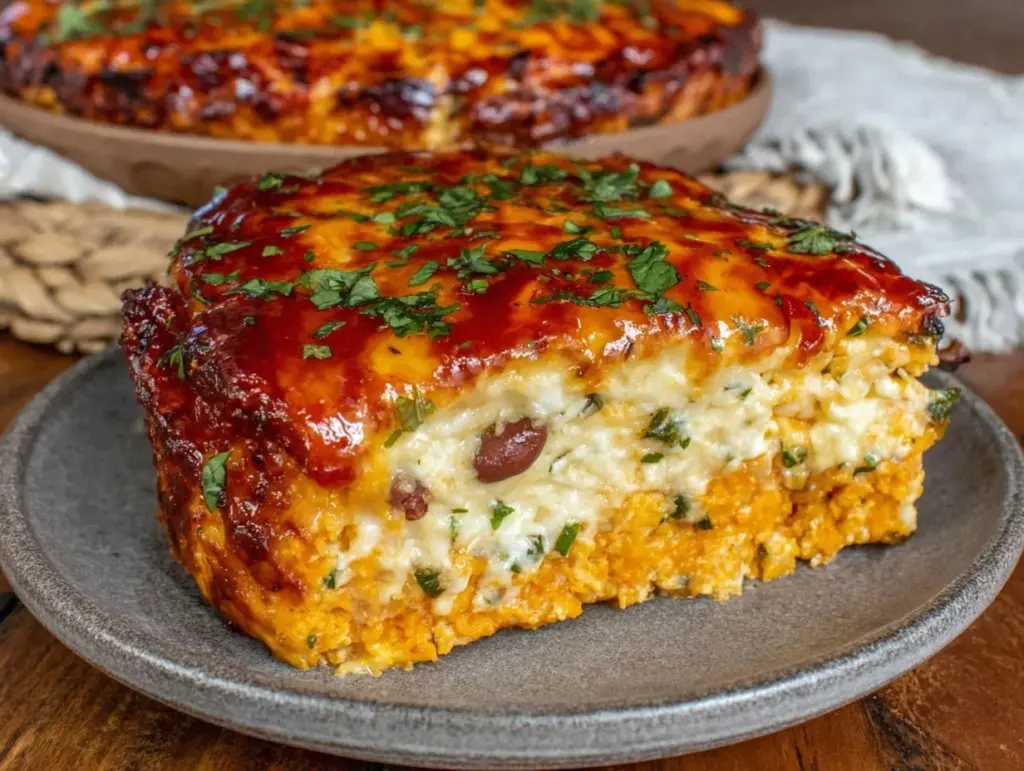 healthy sweet potato black bean enchilada casserole - featured image
