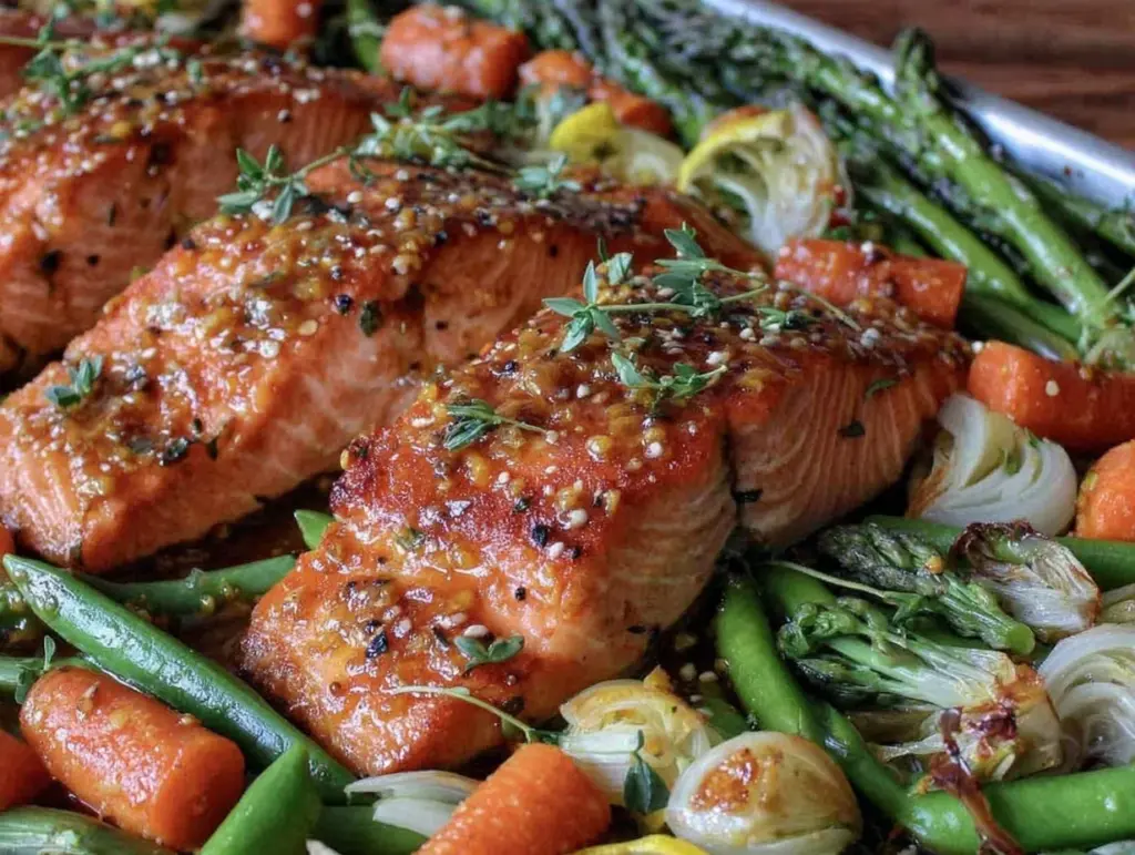 honey mustard salmon sheet pan dinner - featured image