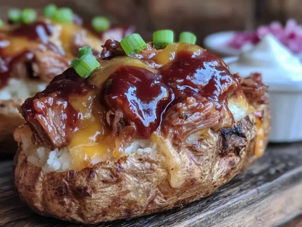 loaded BBQ brisket baked potato - featured image