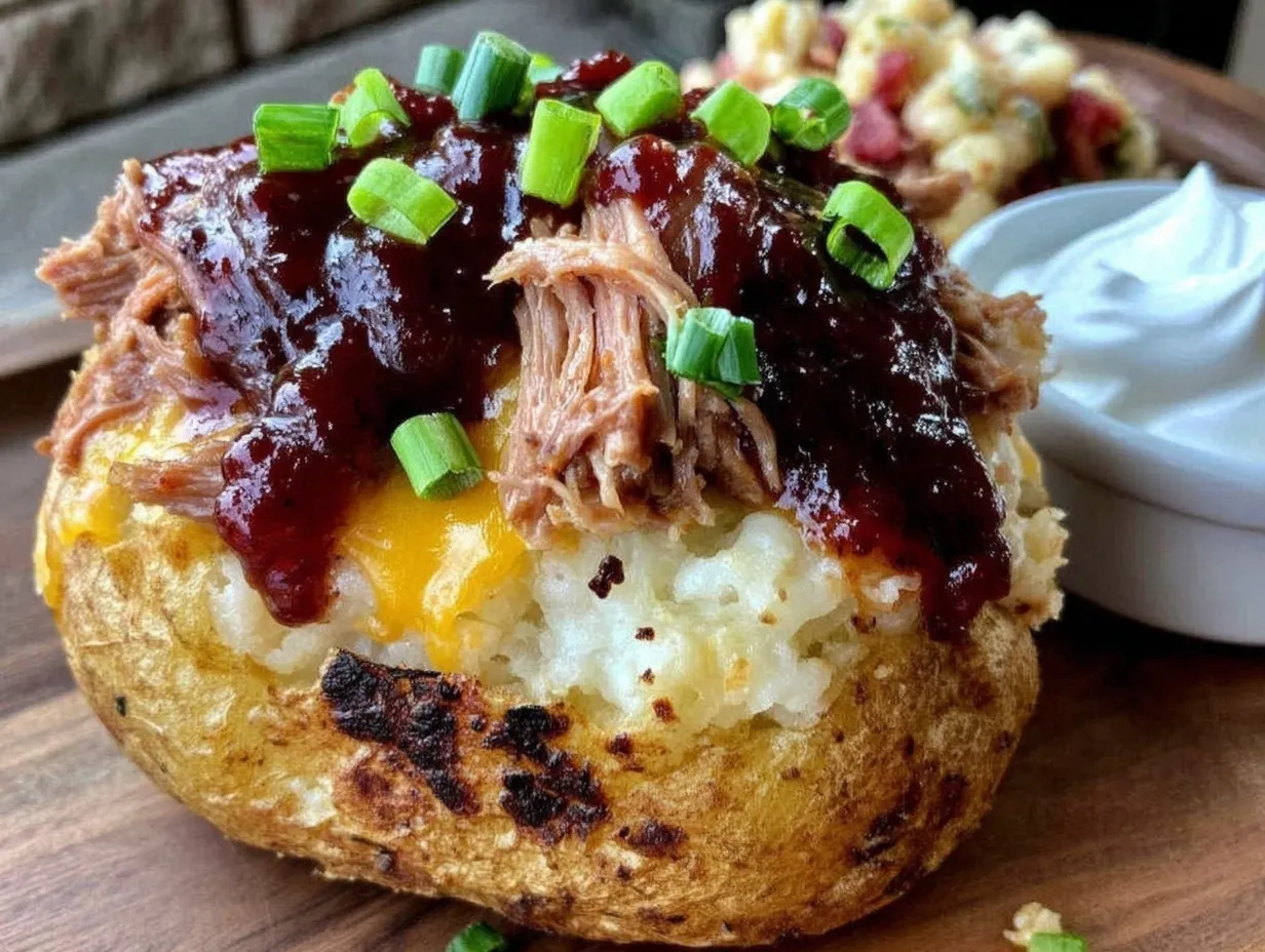 loaded BBQ brisket baked potato preparation steps