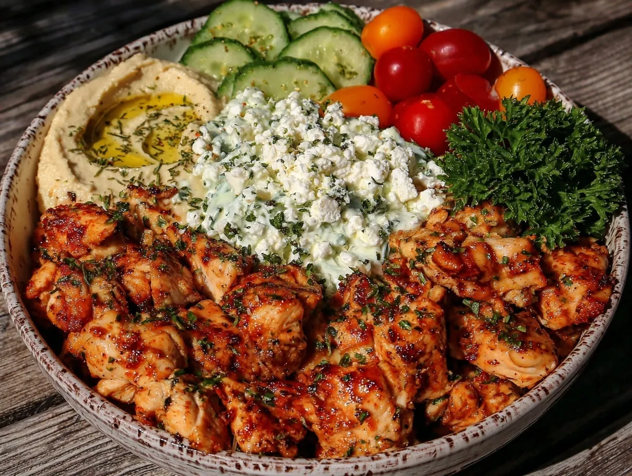 Mediterranean chicken bowl preparation steps