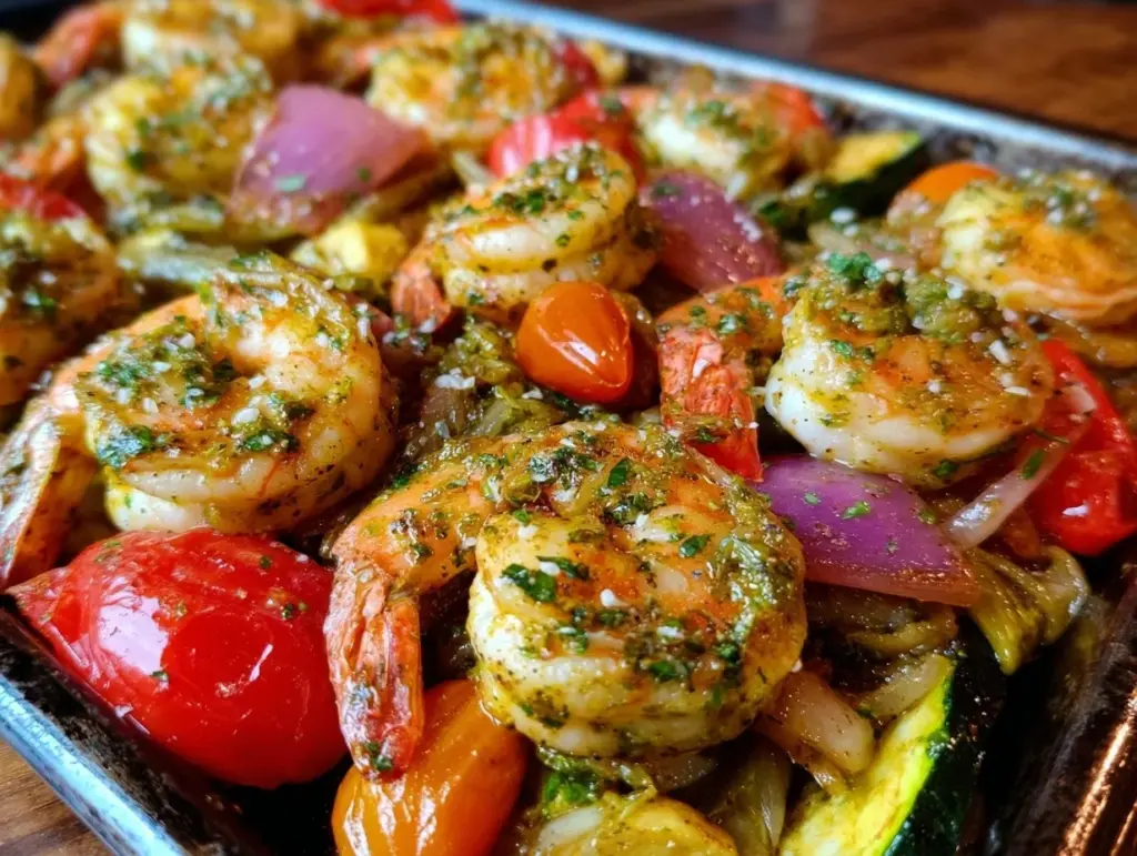 Mediterranean shrimp sheet pan dinner - featured image