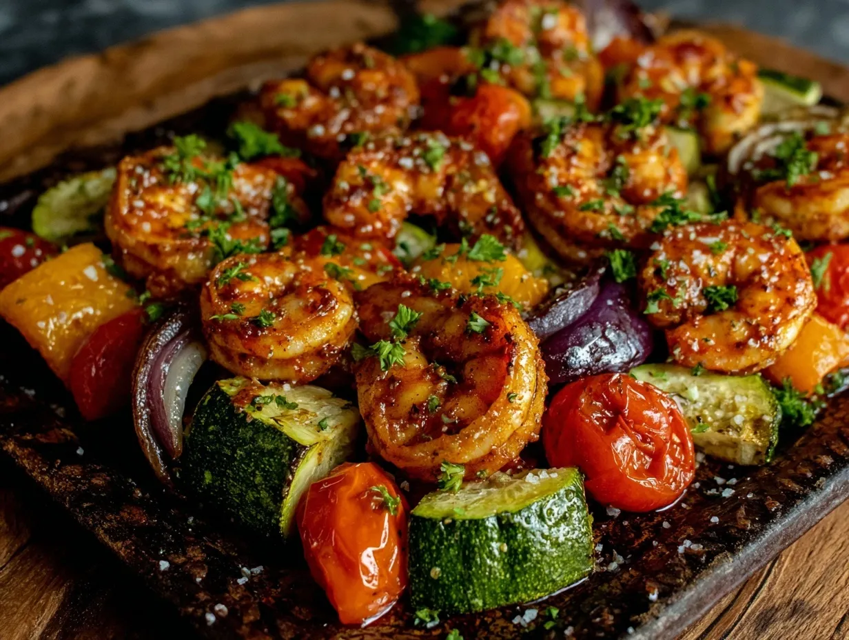 Mediterranean shrimp sheet pan dinner preparation steps