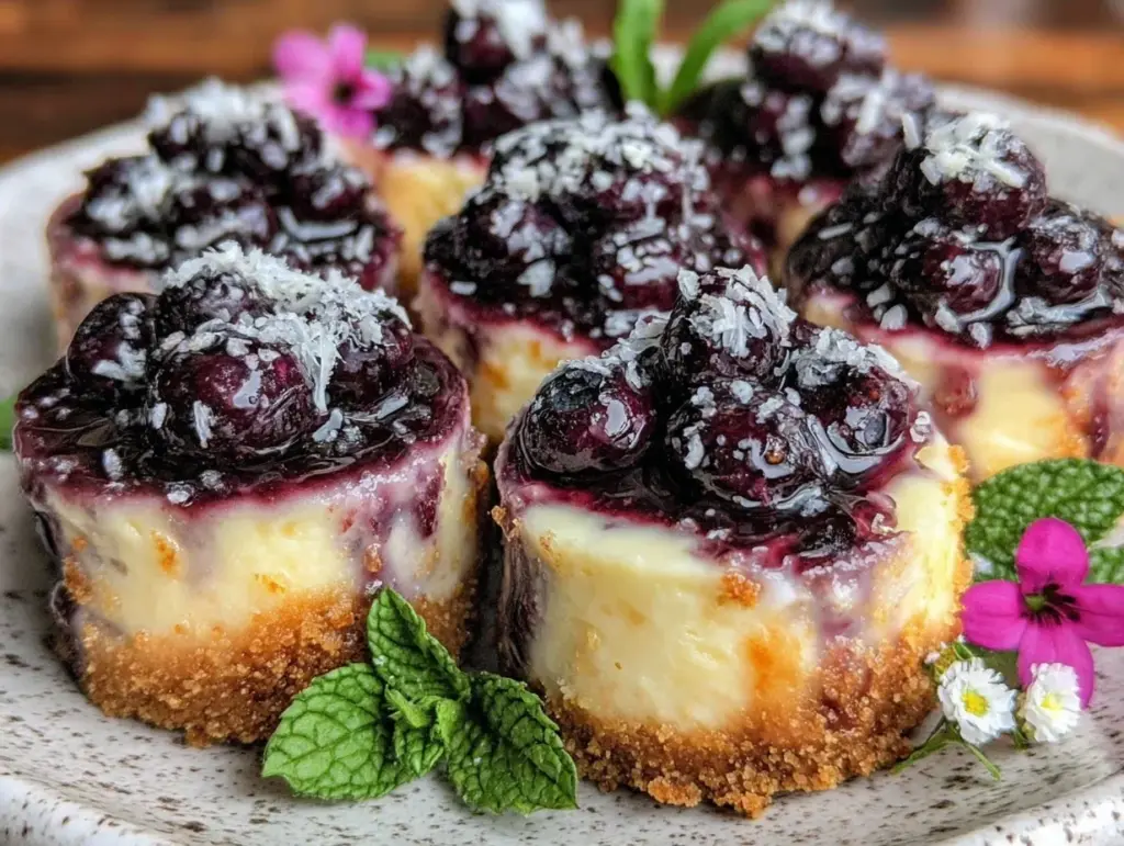 mini lemon blueberry cheesecake bites - featured image