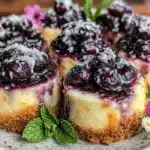 mini lemon blueberry cheesecake bites - featured image
