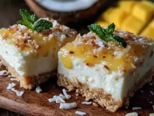 no bake mango cheesecake bars - featured image
