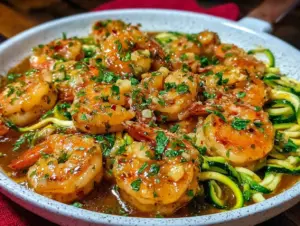 one-pan honey garlic shrimp - featured image