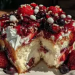 patriotic red white and blue poke cake - featured image