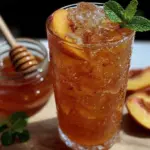 peach iced tea with homemade honey simple syrup - featured image