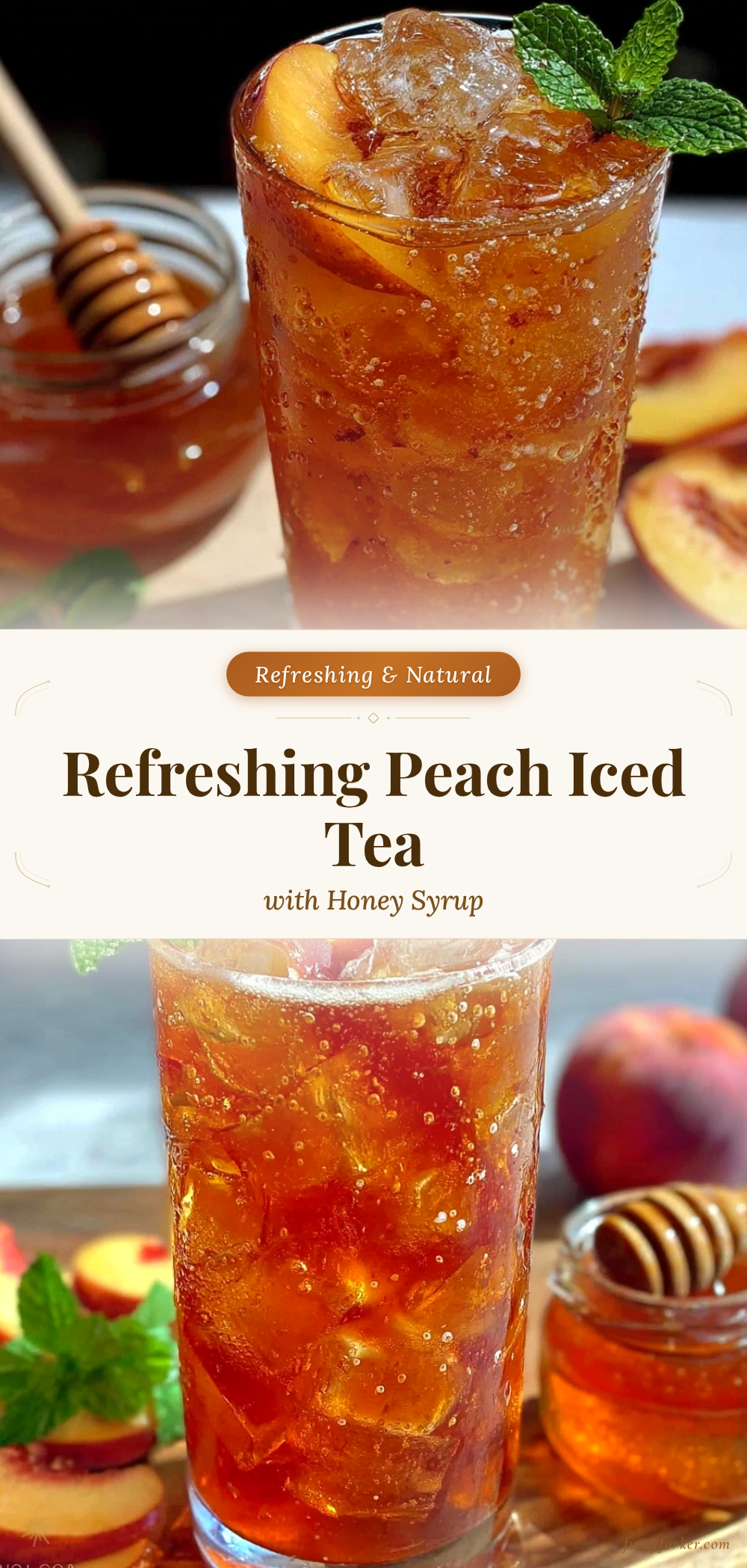peach iced tea with homemade honey simple syrup recipe