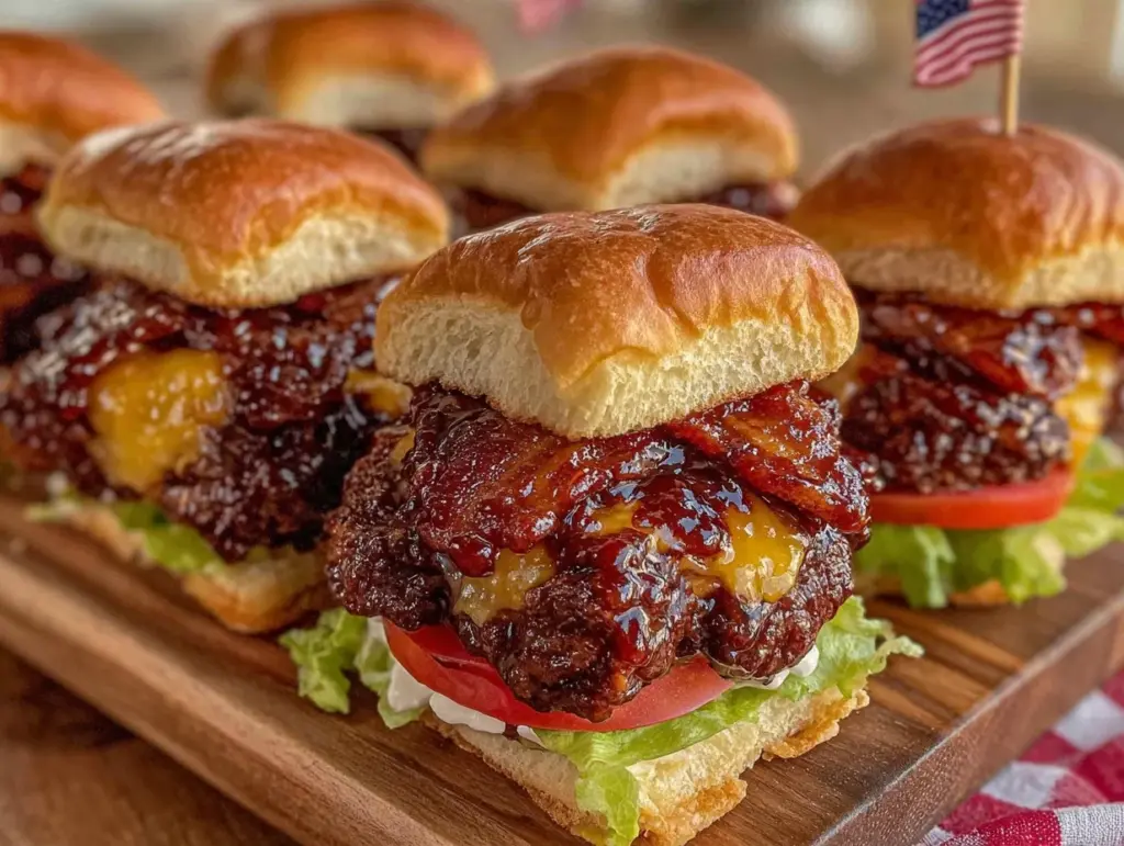 savory bbq bacon cheeseburger sliders - featured image