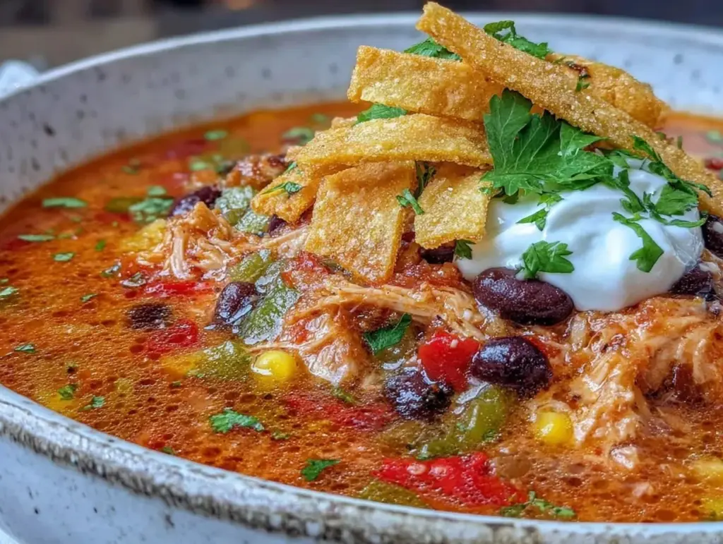 slow cooker chicken enchilada soup - featured image