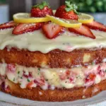 strawberry lemonade layer cake - featured image
