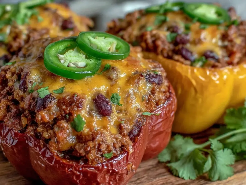 turkey taco stuffed bell peppers - featured image