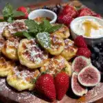 brunch grazing board with mini waffles and fresh fruit - featured image