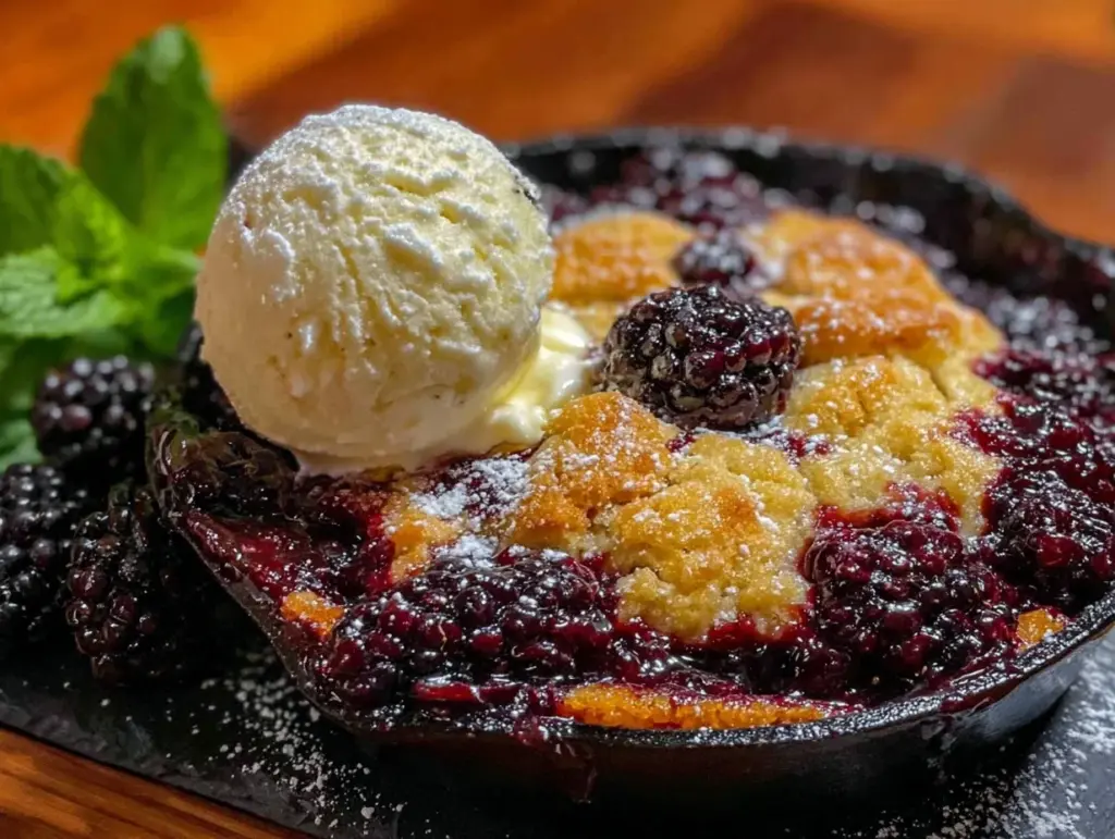 cast iron blackberry cobbler - featured image