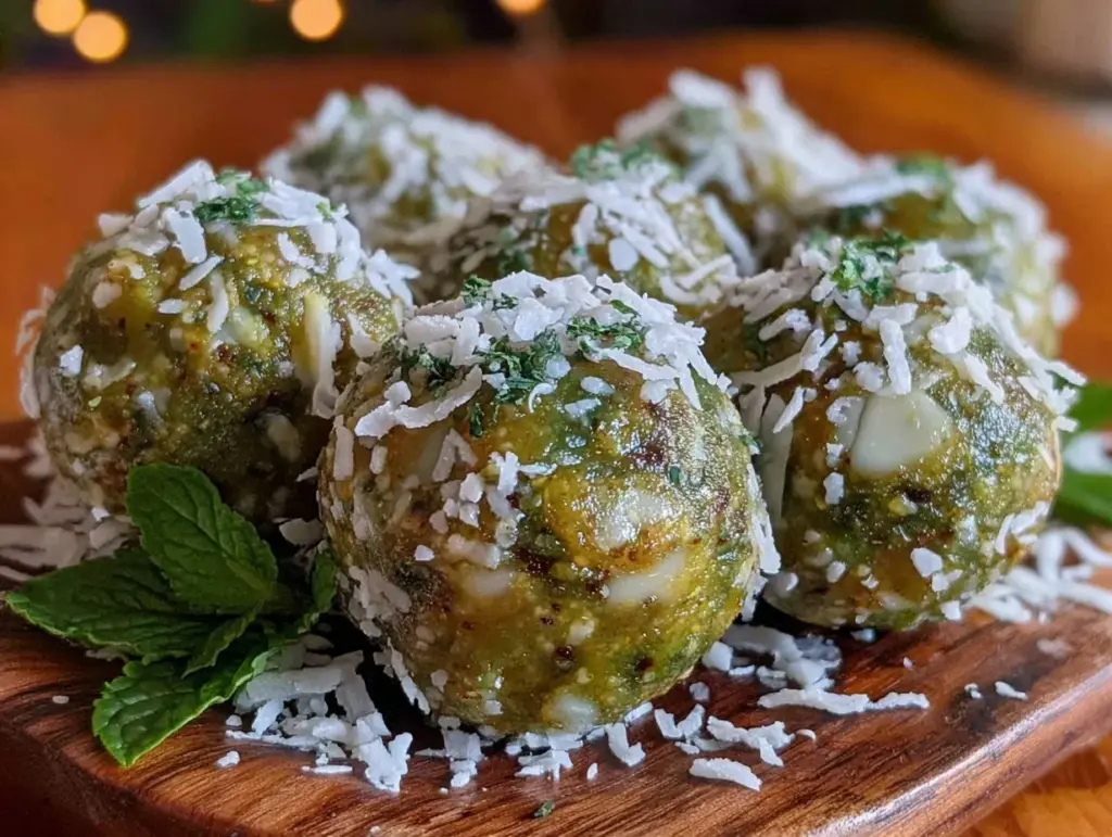 creamy matcha white chocolate energy bites - featured image