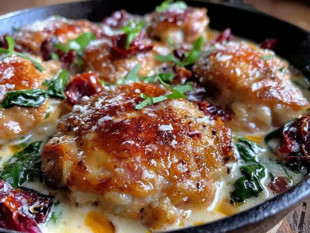 creamy one-skillet garlic chicken - featured image