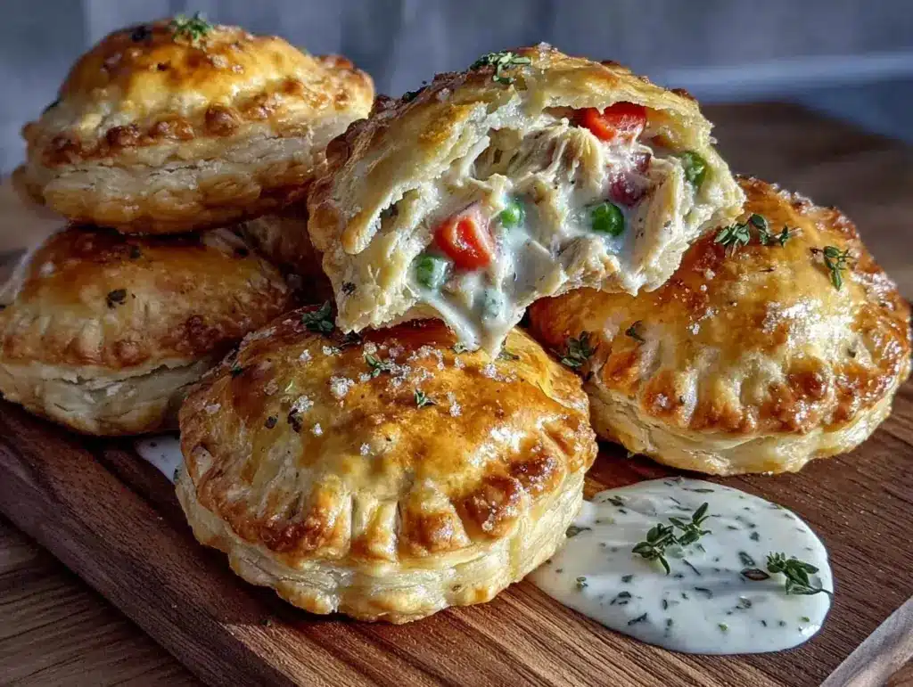 crispy savory chicken pot pie hand pies - featured image
