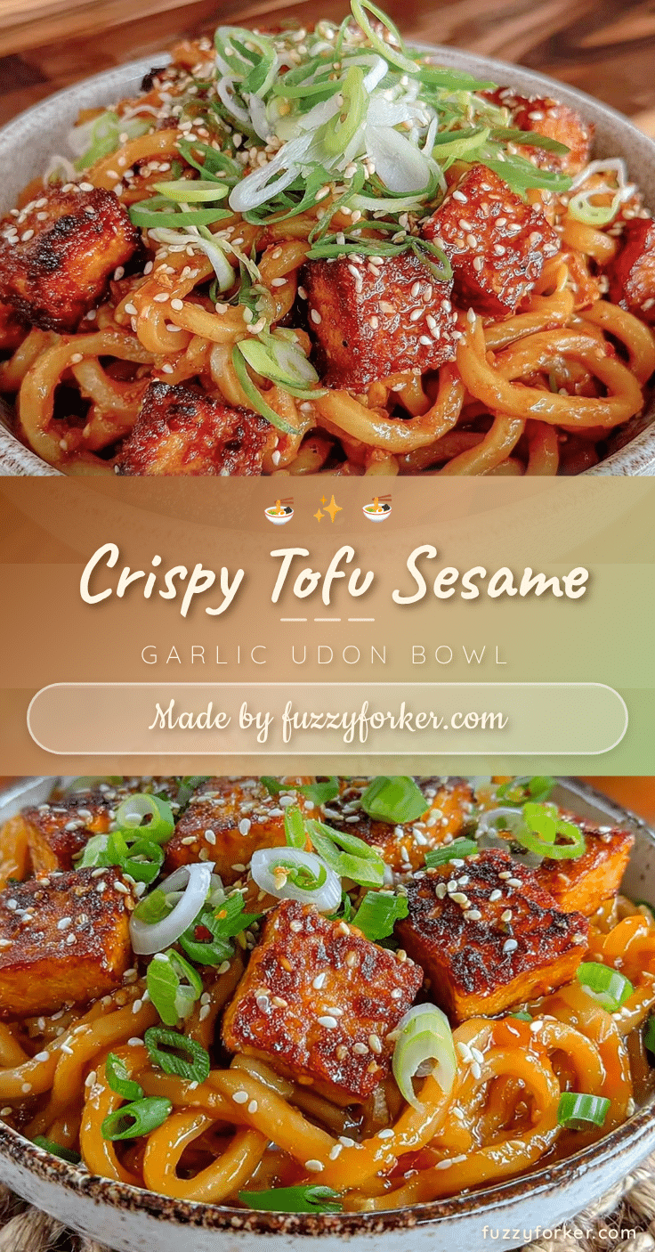 crispy sesame garlic udon noodle bowl recipe