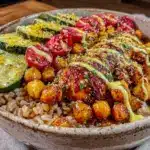 fresh mediterranean farro bowl - featured image