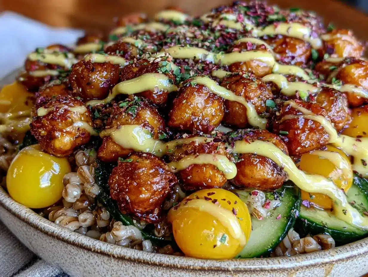fresh mediterranean farro bowl preparation steps