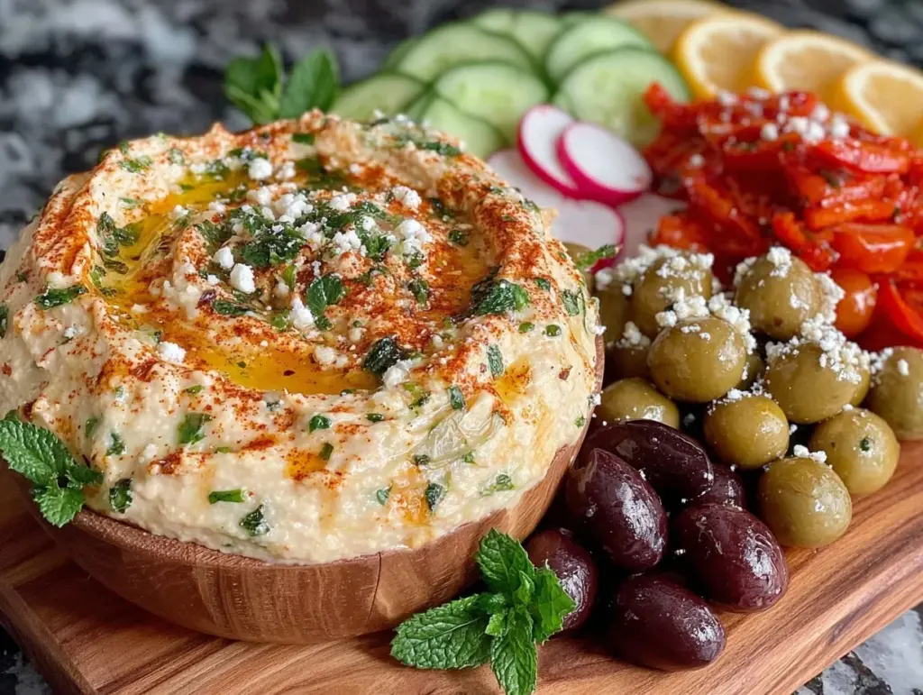 fresh mediterranean mezze grazing board - featured image
