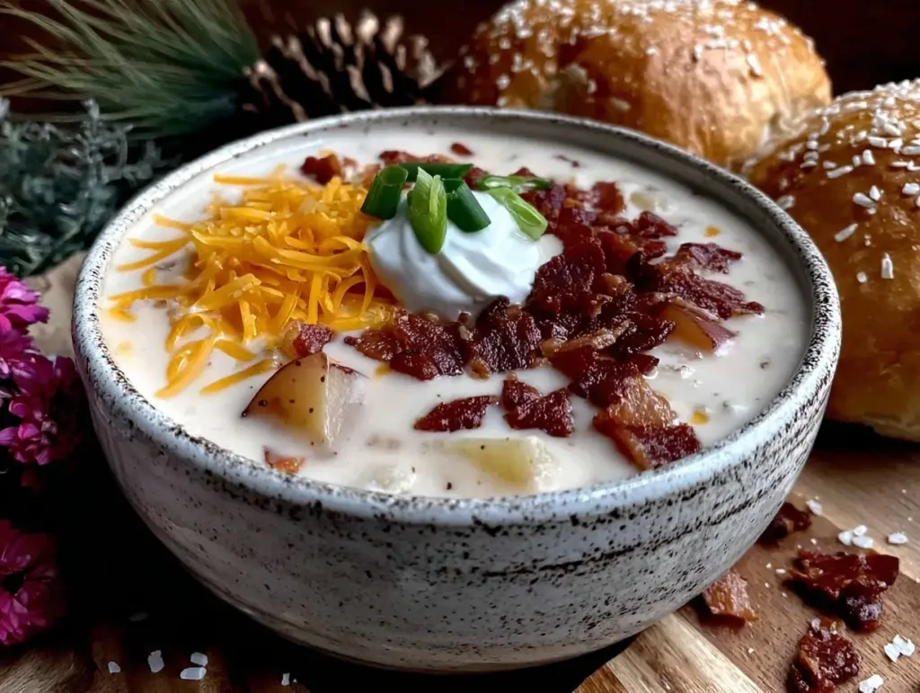 loaded potato soup crockpot recipe - featured image