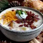 loaded potato soup crockpot recipe - featured image