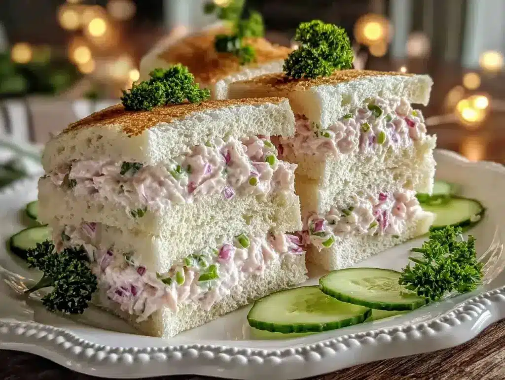 old fashioned chicken salad tea sandwiches - featured image
