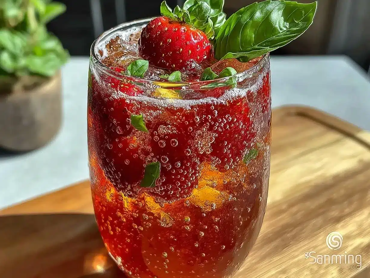 Refreshing Virgin Strawberry Basil Smash Mocktail preparation steps