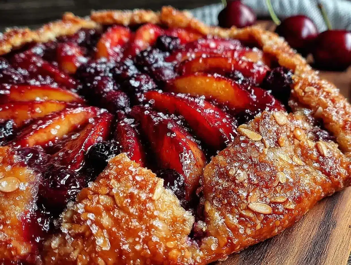 rustic peach and blueberry galette preparation steps