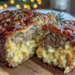 smoked mac and cheese stuffed meatloaf - featured image