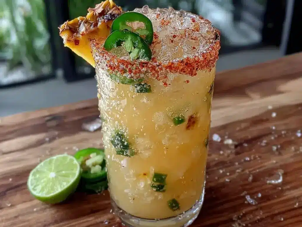 spicy jalapeño pineapple mocktail margarita - featured image