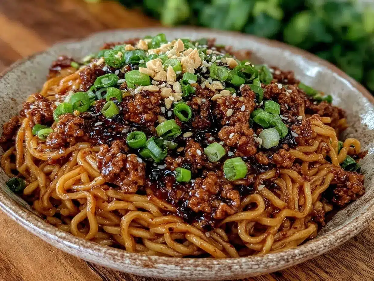 spicy szechuan dan dan noodle bowl preparation steps