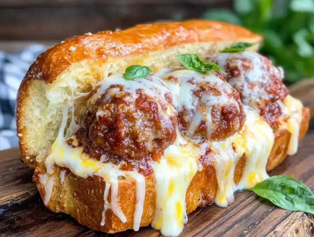 ultimate cheesy meatball sub - featured image