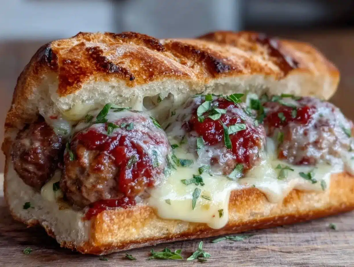 ultimate cheesy meatball sub preparation steps