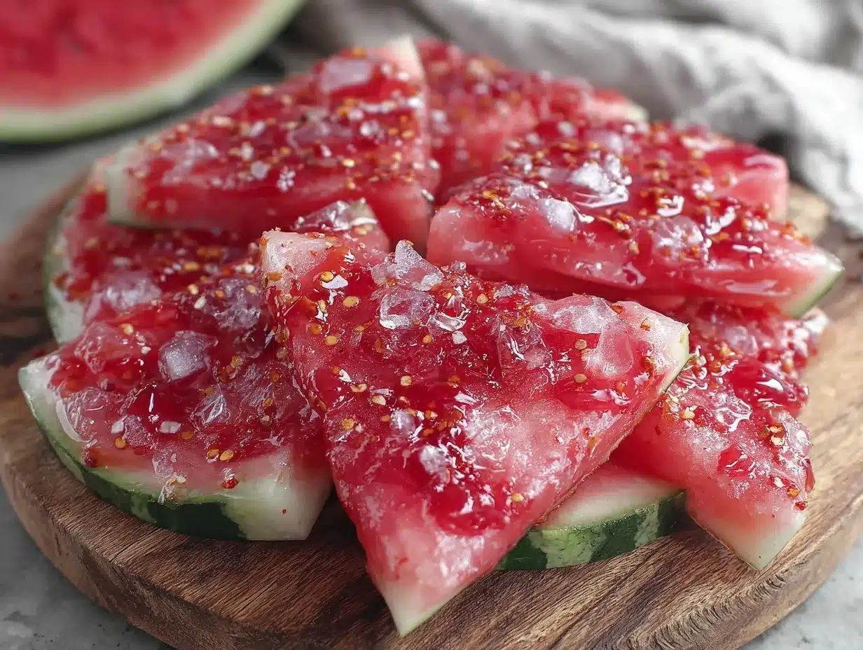 watermelon slices with tajin preparation steps