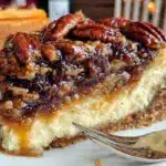 bourbon pecan pie cheesecake - featured image