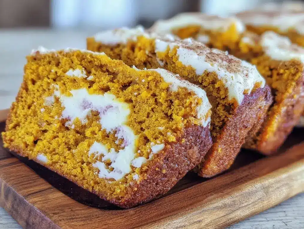cozy pumpkin bread with cream cheese swirl - featured image