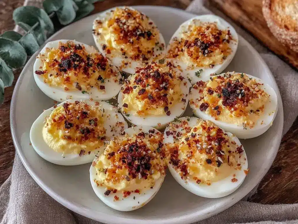 creamy deviled eggs with everything bagel seasoning - featured image