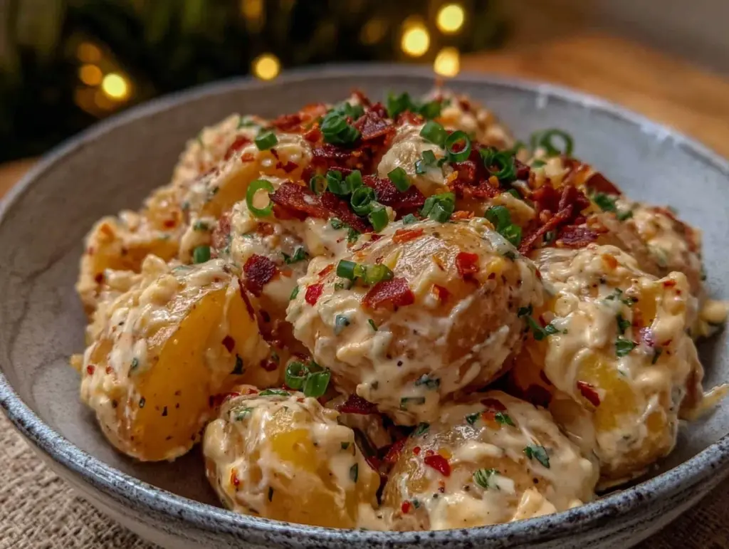 creamy honey dijon potato salad no mayo - featured image
