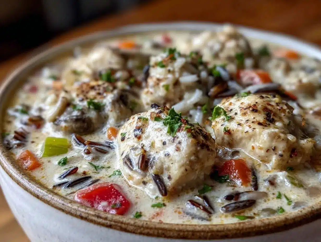 creamy one-pot chicken and wild rice soup preparation steps