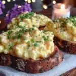 creamy soft scrambled eggs on toast - featured image