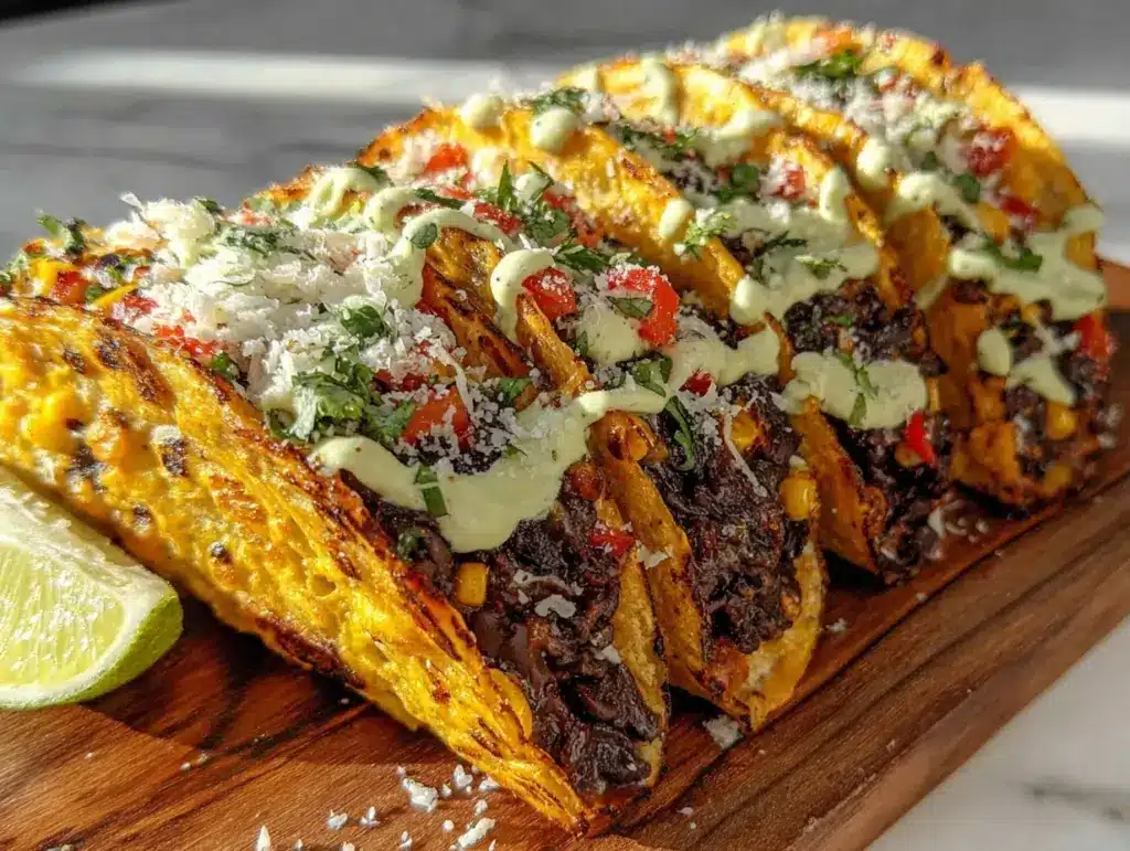 crispy baked black bean tacos - featured image
