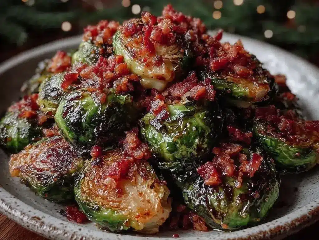 crispy balsamic roasted brussels sprouts - featured image
