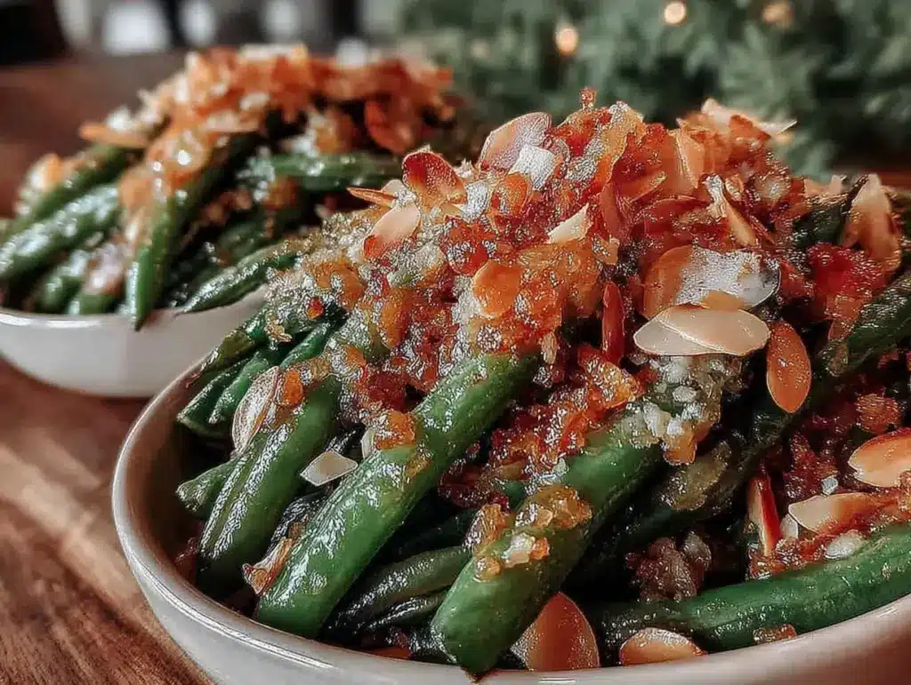 crispy brown butter garlic green beans - featured image