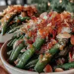 crispy brown butter garlic green beans - featured image